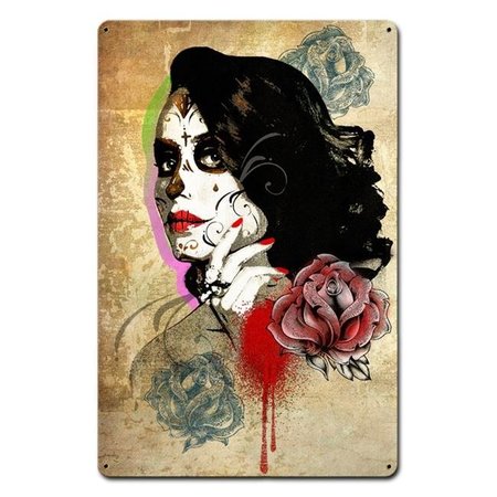 MAKEITHAPPEN 12 x 18 in. La Catrina Satin Metal Sign MA1131347